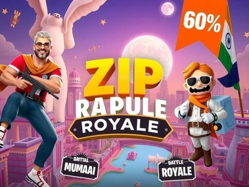 Zip Battle Royale Official Banner - India Edition Zip Battle Royale game banner showing Indian characters and Mumbai-inspired map